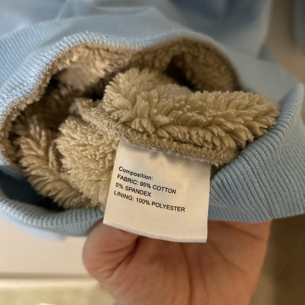 Sky Blue Women's Sherpa Lined Crewneck Sweatshirt Size Small - Picture 4 of 10